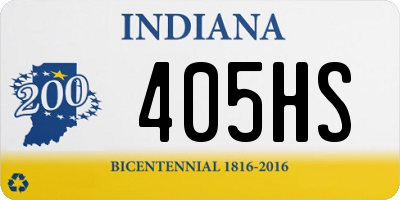 IN license plate 405HS