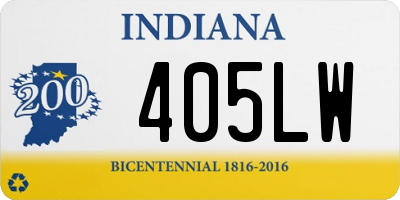 IN license plate 405LW