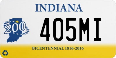 IN license plate 405MI