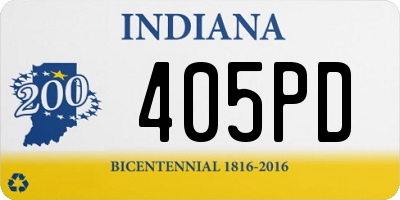 IN license plate 405PD