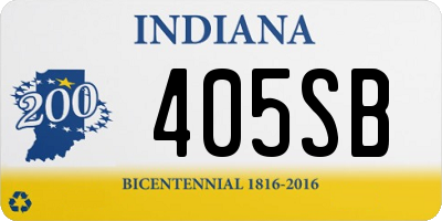 IN license plate 405SB