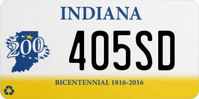 IN license plate 405SD