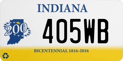 IN license plate 405WB