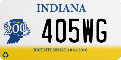 IN license plate 405WG