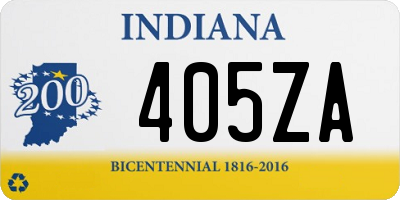 IN license plate 405ZA