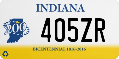 IN license plate 405ZR