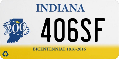 IN license plate 406SF