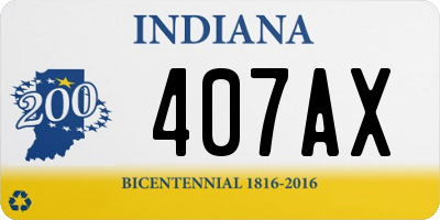 IN license plate 407AX