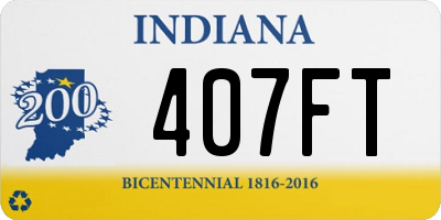 IN license plate 407FT