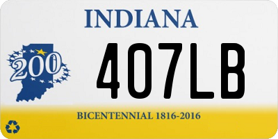 IN license plate 407LB