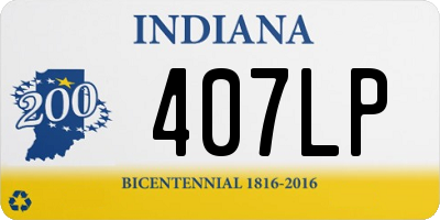 IN license plate 407LP