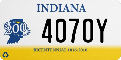 IN license plate 407OY