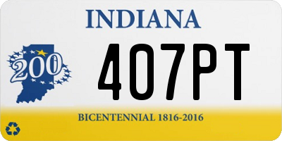 IN license plate 407PT