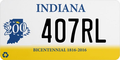 IN license plate 407RL