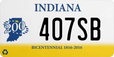 IN license plate 407SB