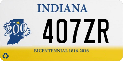 IN license plate 407ZR