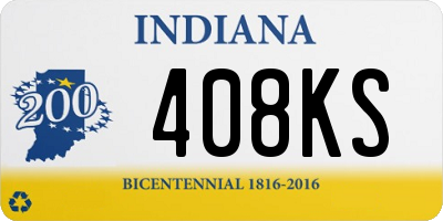 IN license plate 408KS