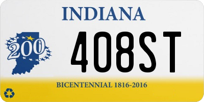 IN license plate 408ST