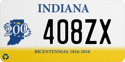 IN license plate 408ZX