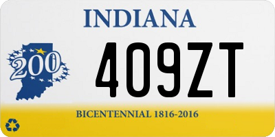 IN license plate 409ZT