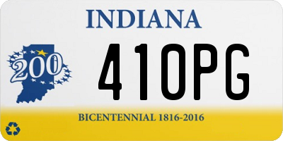 IN license plate 410PG