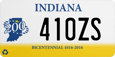 IN license plate 410ZS