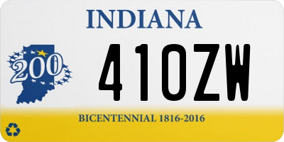 IN license plate 410ZW