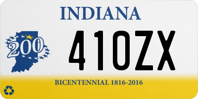 IN license plate 410ZX