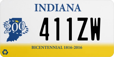 IN license plate 411ZW