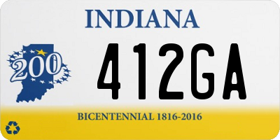 IN license plate 412GA