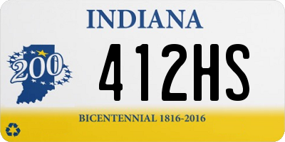 IN license plate 412HS