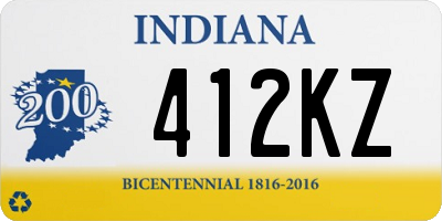 IN license plate 412KZ