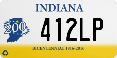 IN license plate 412LP