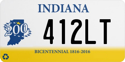 IN license plate 412LT