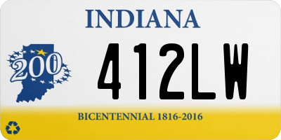 IN license plate 412LW