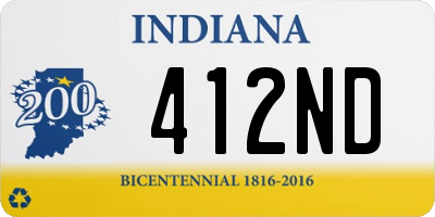 IN license plate 412ND