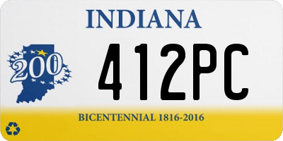 IN license plate 412PC