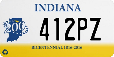IN license plate 412PZ