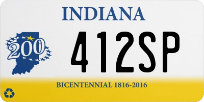 IN license plate 412SP