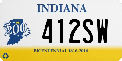 IN license plate 412SW