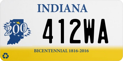 IN license plate 412WA