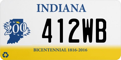 IN license plate 412WB