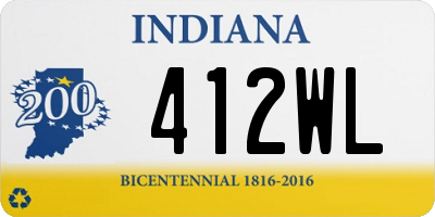 IN license plate 412WL