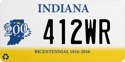 IN license plate 412WR