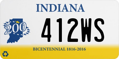 IN license plate 412WS