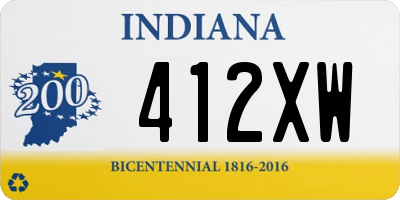IN license plate 412XW