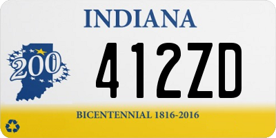 IN license plate 412ZD