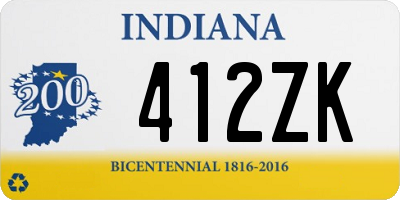 IN license plate 412ZK
