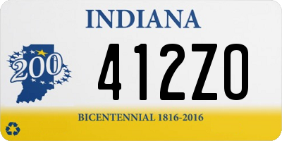 IN license plate 412ZO