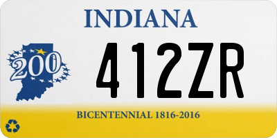 IN license plate 412ZR